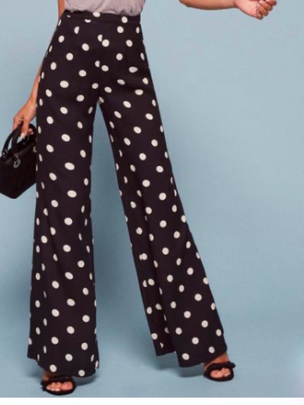 Polka Dot High-Waist Wide-Leg Pants - Sorrento Reformation Petite Pant